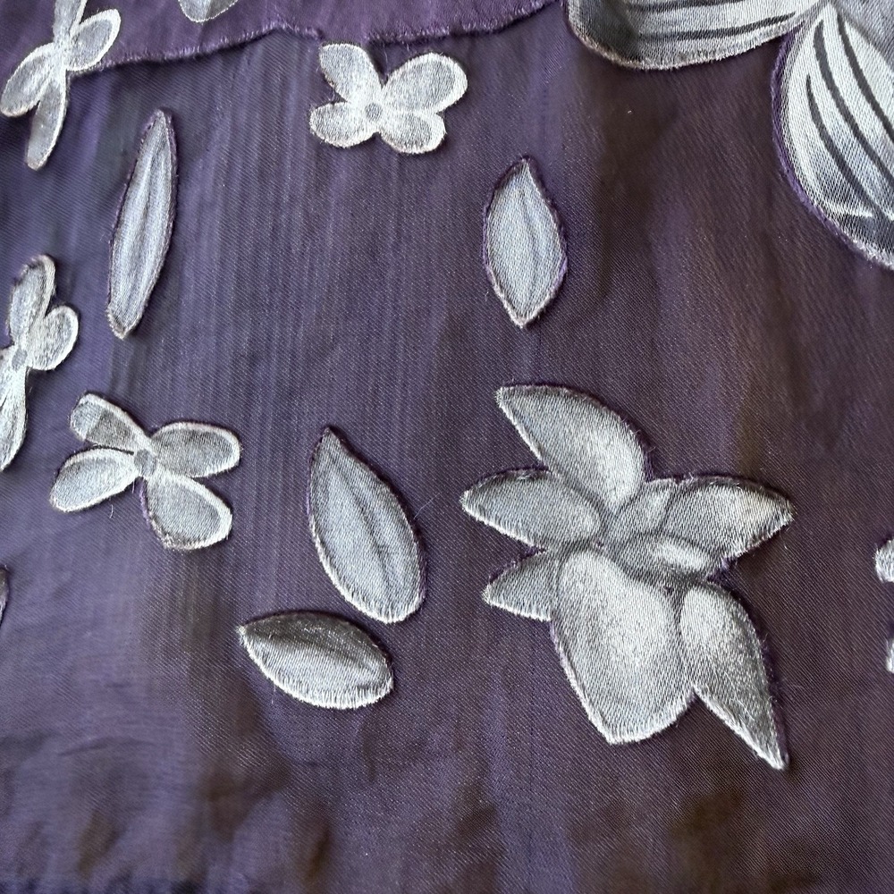 Vtg Y2K Purple Slip Dress Small Mini Sheer Butterfly Ethereal Moody Floral Fairy - Picture 4 of 12